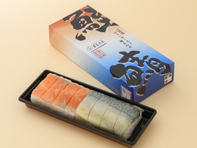 押し寿し　ふくいサーモン鯖あわせ